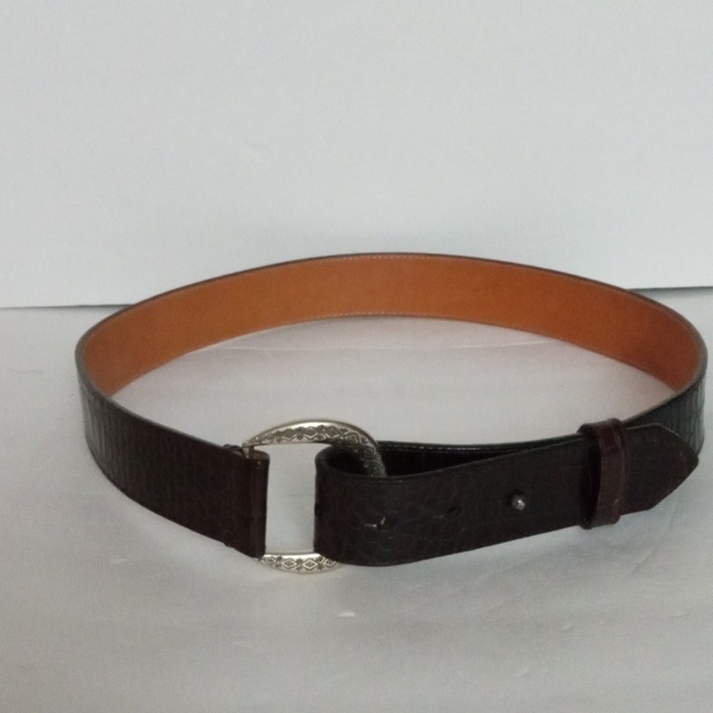 Brighton Leather Croc Belt Front Loop Size M Brown Preowned